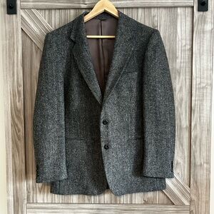 Harris Tweed Gray Herringbone Wool Classic Blazer – Men’s 40
